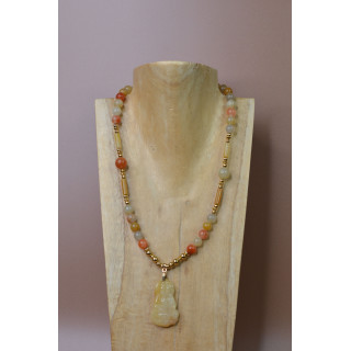Collier BOUDDHA-Jade jaune orangée