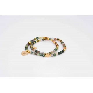 Bracelet LINA Double - Motif Cœur en Agate Indienne