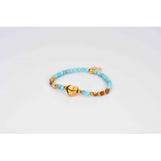 Bracelet simple en Turquoise mate et Jaspe Paysage mate avec motifs co